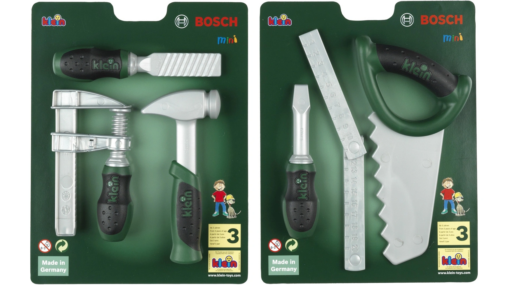 

Набор инструментов bosch на картоне, 2 игрушки в ассортименте i для детей от 3 лет и старше Klein
