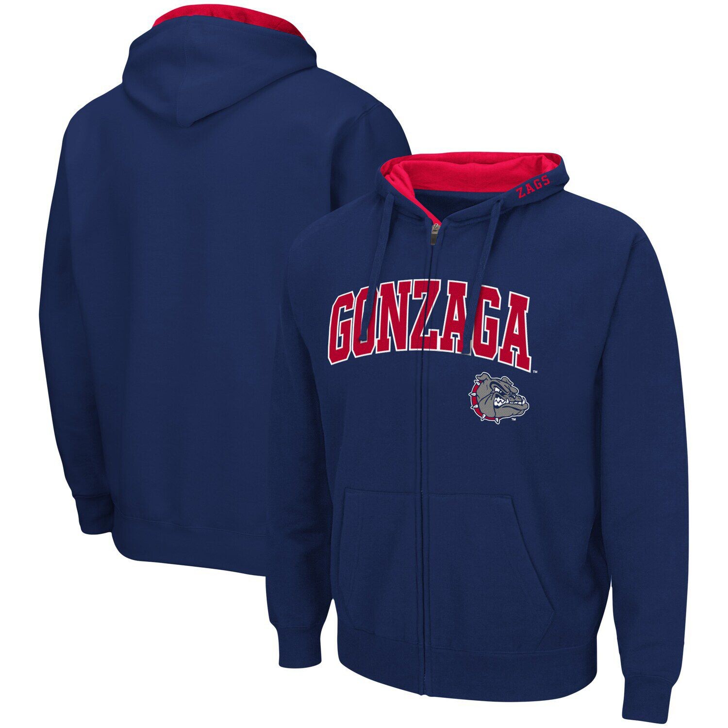 

Мужская темно-синяя толстовка с молнией во всю длину Gonzaga Bulldogs Arch & Logo 3.0 Colosseum, Синий