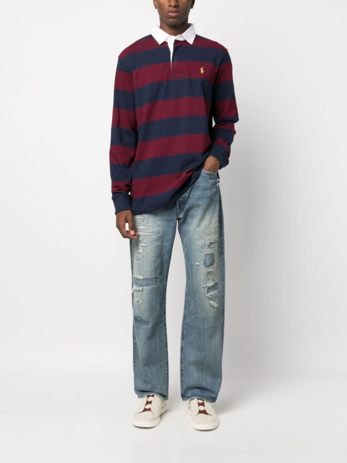 

Брюки прямого кроя с эффектом потертости Polo Ralph Lauren, синие