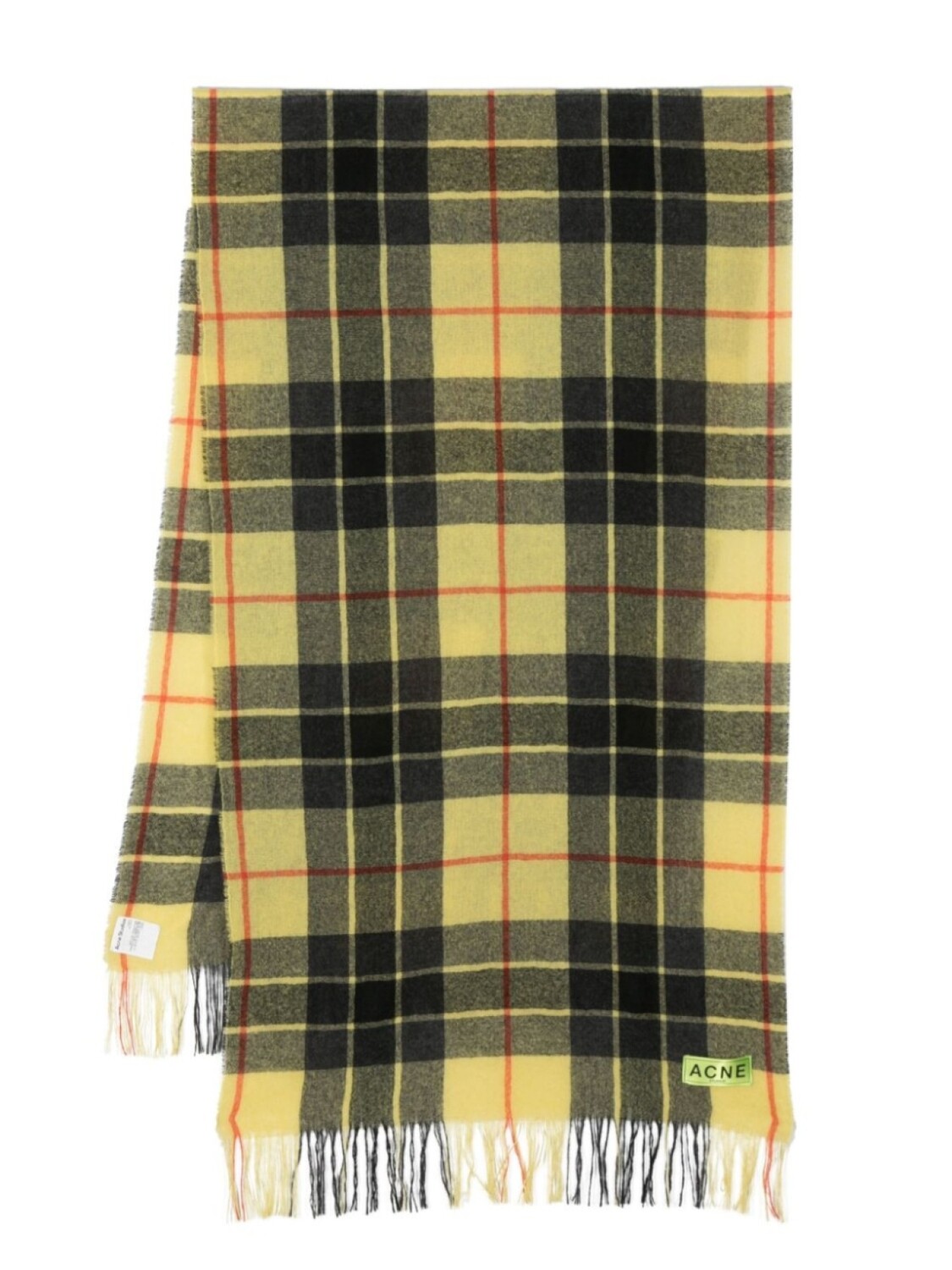 Шарф в клетку с бахромой Acne Studios, черный
