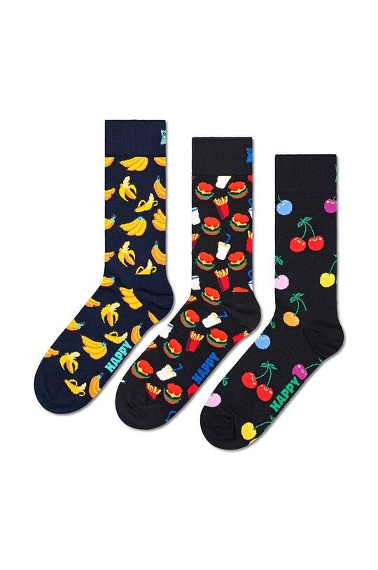 

Три пары классических носков-бананов Happy Socks, черный