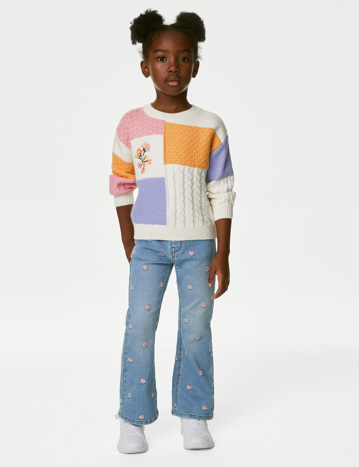 

Джемпер в стиле пэчворк из богатого хлопка (2–8 лет) Marks & Spencer, мульти