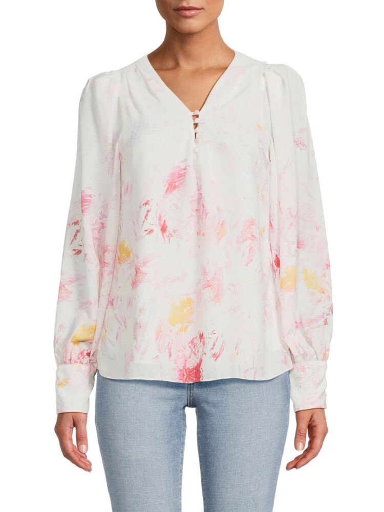 

Блузка с объемными рукавами Brushstroke Bcbgmaxazria, цвет White Multi