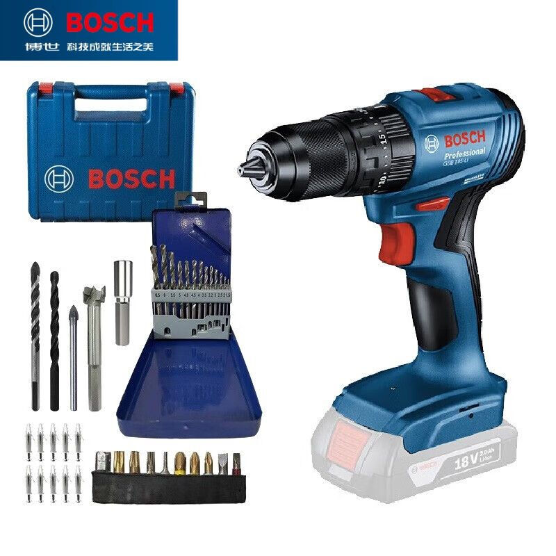 Дрель электрическая Bosch GSB185-Li + сверла, насадки, кейс