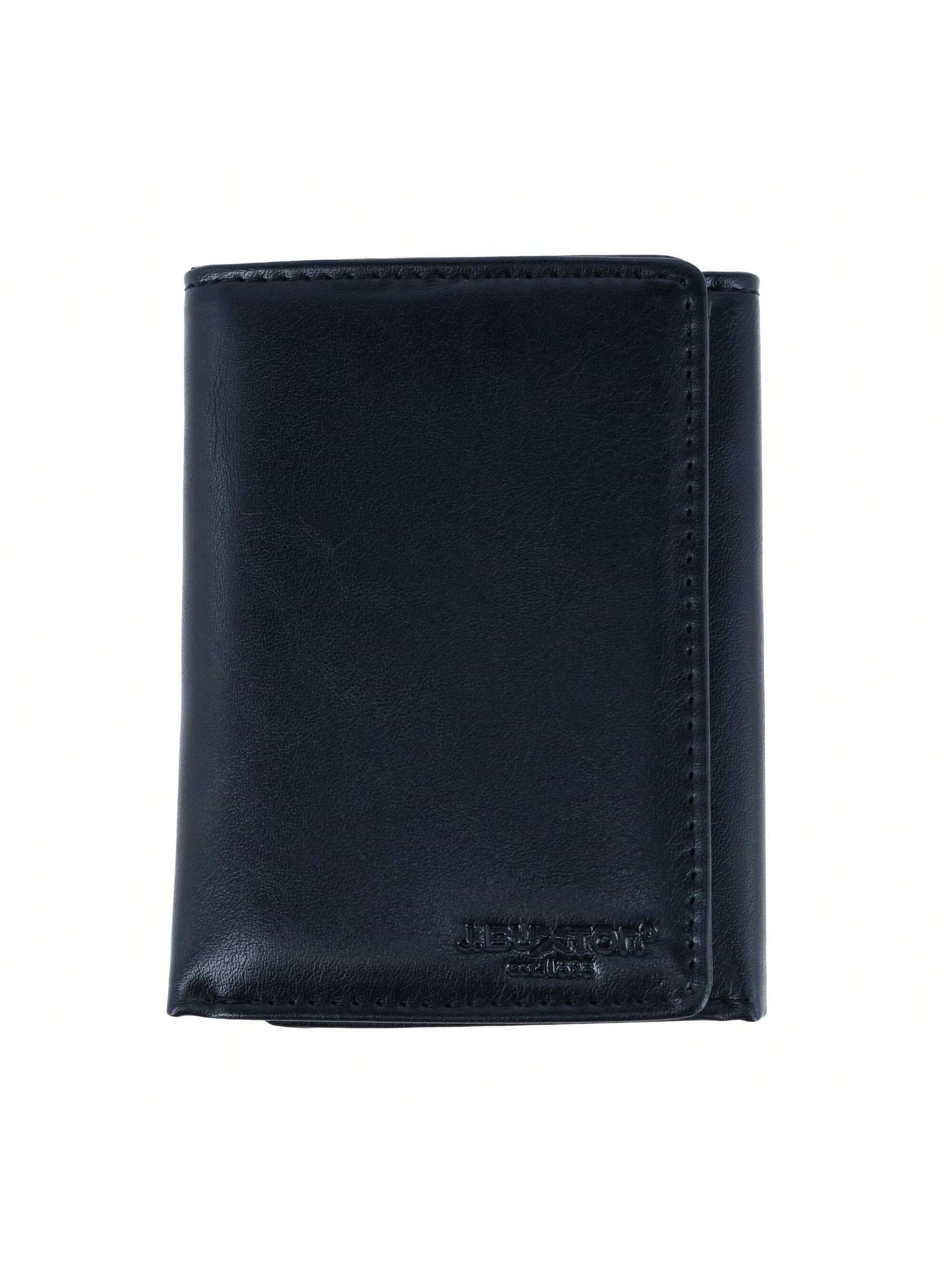 Мужской кошелек Buxton тройного сложения из веганской кожи с RFID-метками, черный