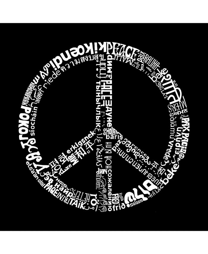 Мужская футболка с рисунком Word Art — Знак мира на 77 языках LA Pop Art, черный мужская футболка пацифик цветочный знак мира оранжевый l черный