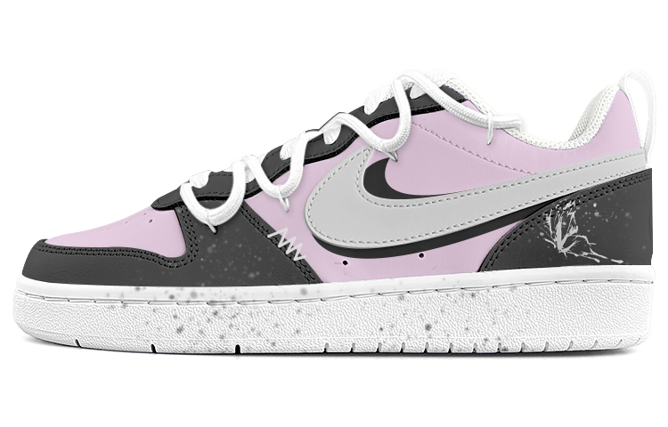 

Кроссовки Nike Court Borough Skateboard Shoes Women's Low-Top Black White Pink, черный