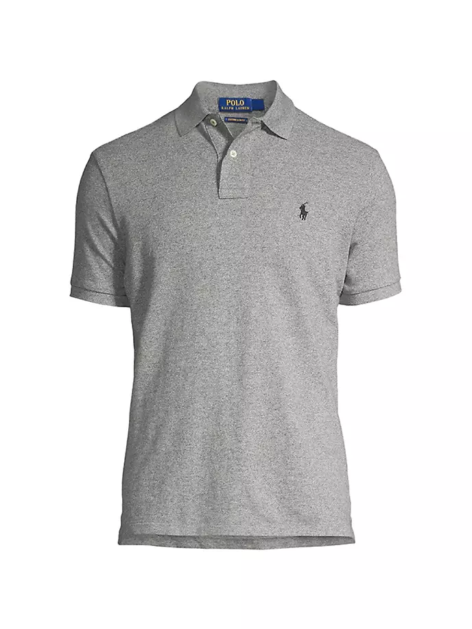 цена Облегающая футболка-поло из хлопковой сетки на заказ Polo Ralph Lauren, цвет canterbury heather