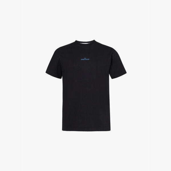 

Футболка из хлопкового джерси с короткими рукавами и фирменным принтом Stone Island, черный