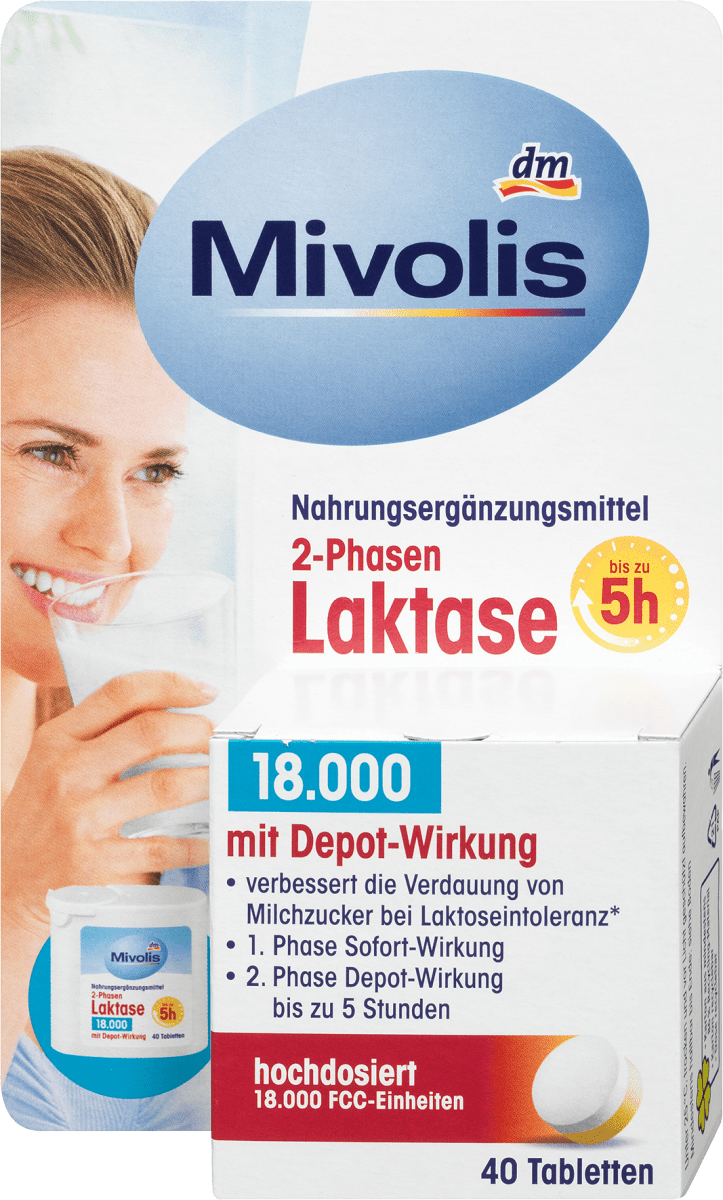 Лактаза 18000 2-фазные таблетки 40 шт 40 шт Mivolis кефир безлактозный агрокомплекс 1 5% 900 г