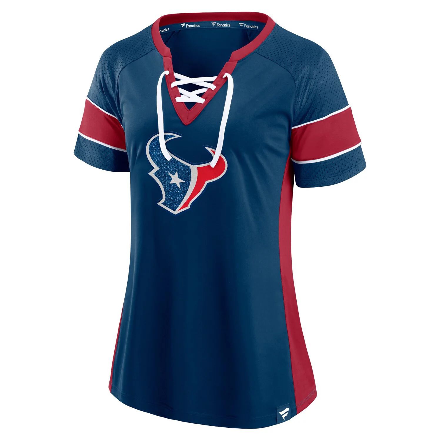 

Женская футболка Fanatics Branded темно-синего/красного цвета Houston Texans Team Draft Me со шнуровкой реглан Fanatics, Красный