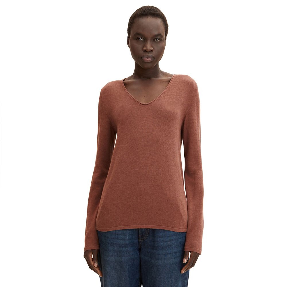 

Свитер Tom Tailor V-Neckline With Front Logo Coin, коричневый