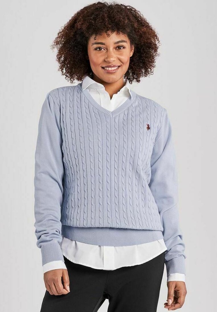 

Вязаный свитер V-NECK BELL U.S. Polo Assn., цвет cosmic sky