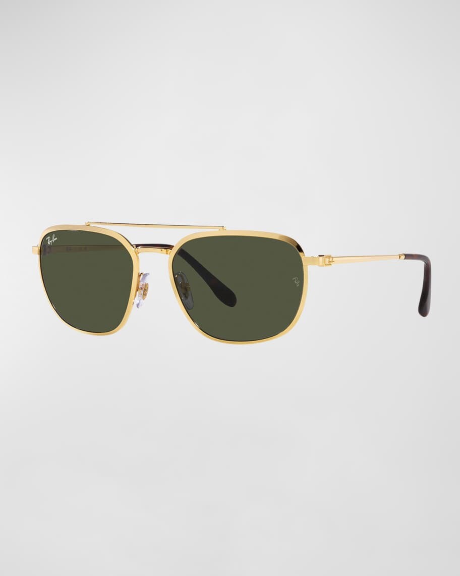 

Мужские овальные солнцезащитные очки с двойной перемычкой из металла Ray-Ban