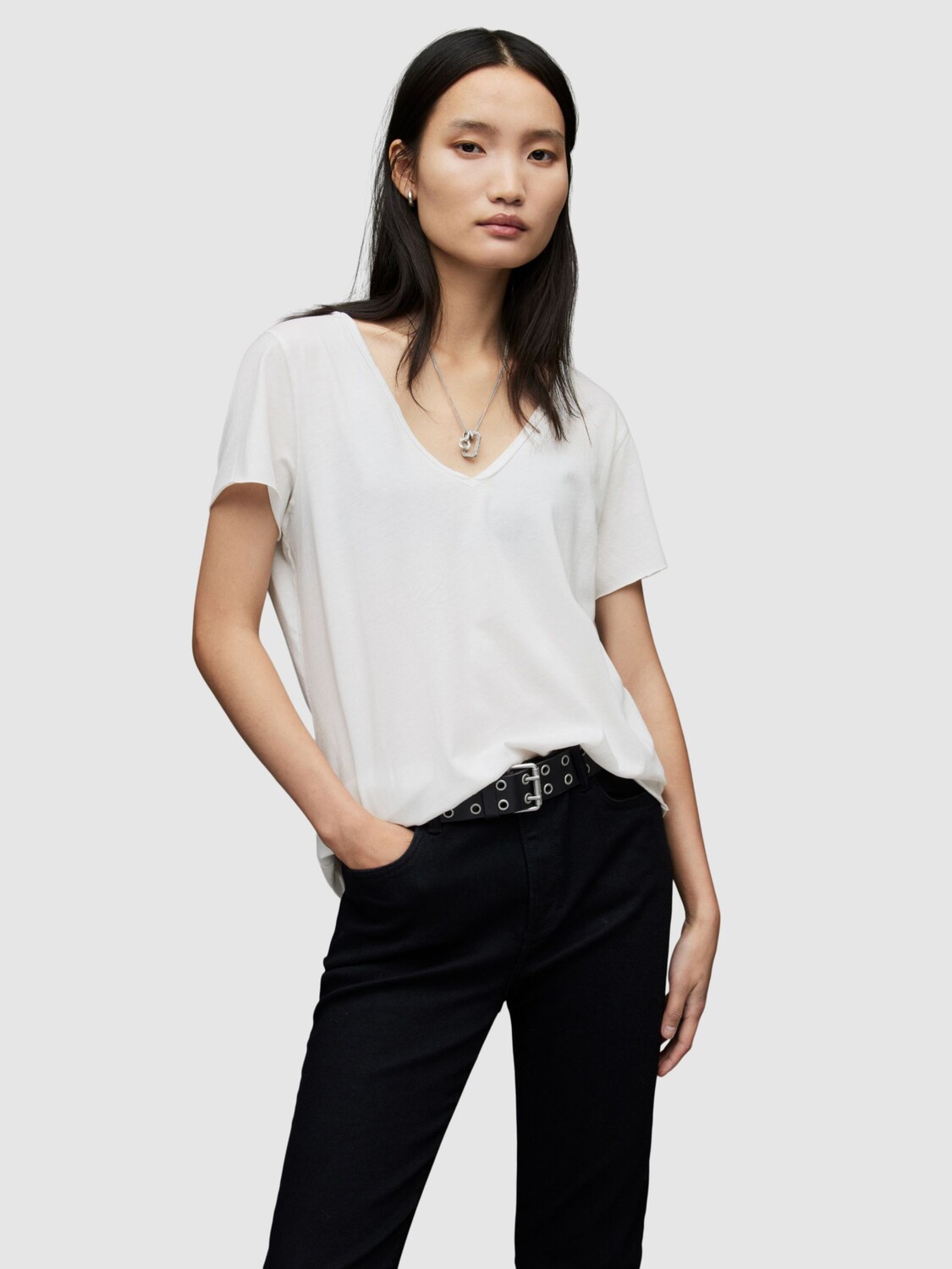 

Футболка AllSaints Emelyn Tonic, мел белый