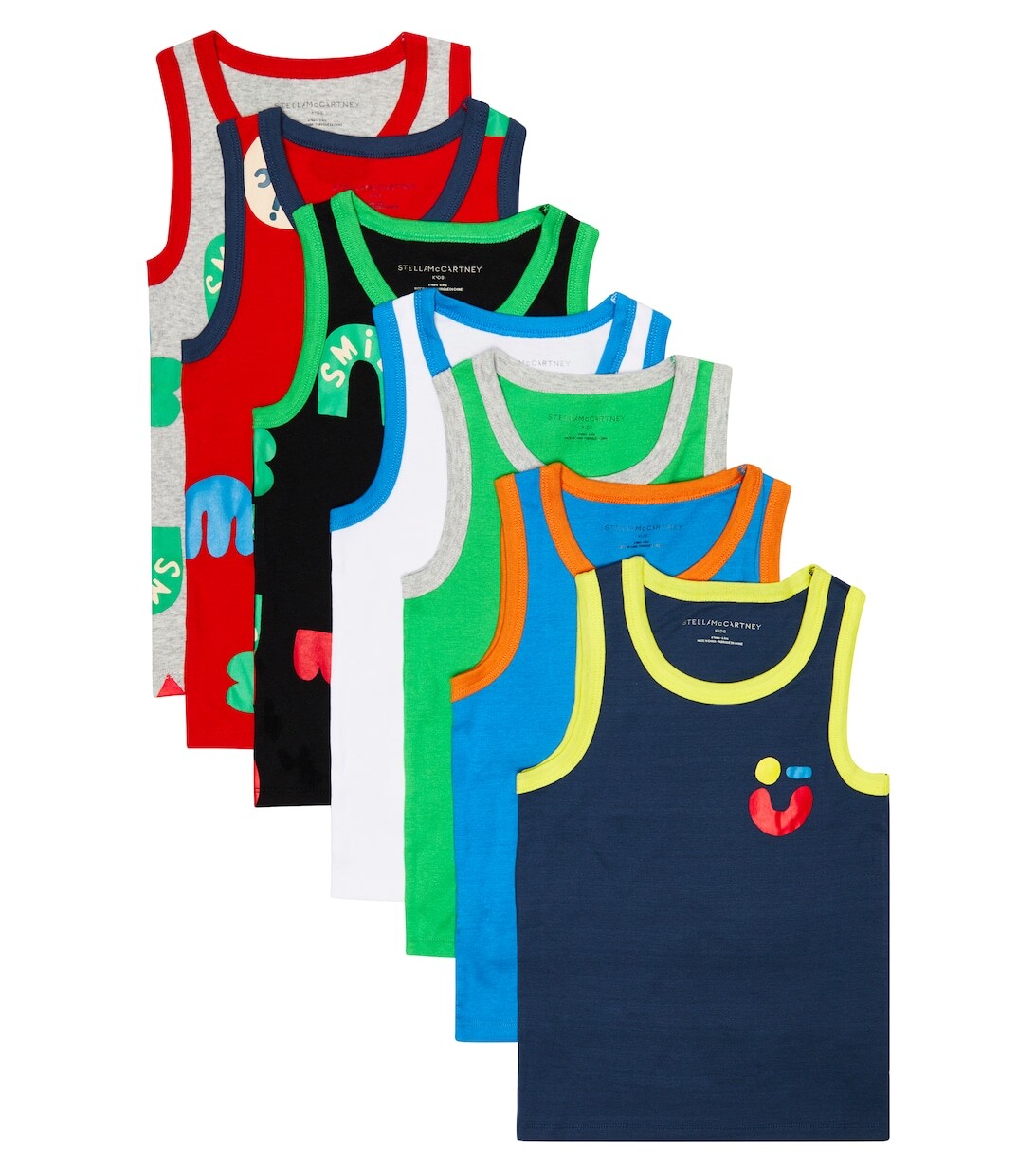 

Комплект из 7 хлопковых маек Stella McCartney Kids, разноцветный