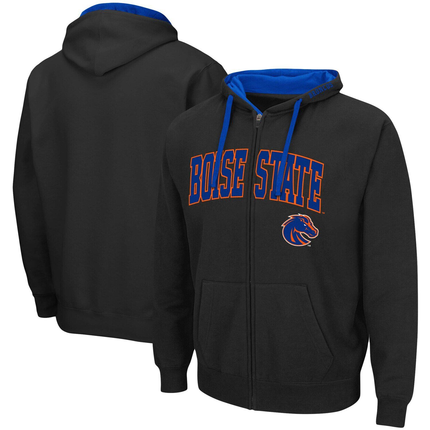 

Мужская черная толстовка с молнией во всю длину Boise State Broncos Arch & Logo 2.0 Colosseum