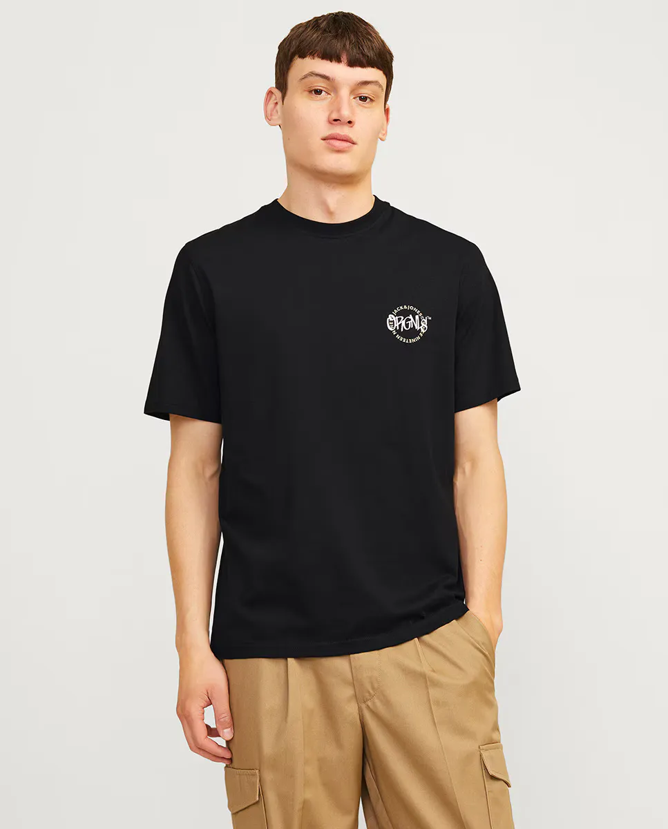 

Мужская футболка с короткими рукавами и принтом сбоку Jack & Jones, черный