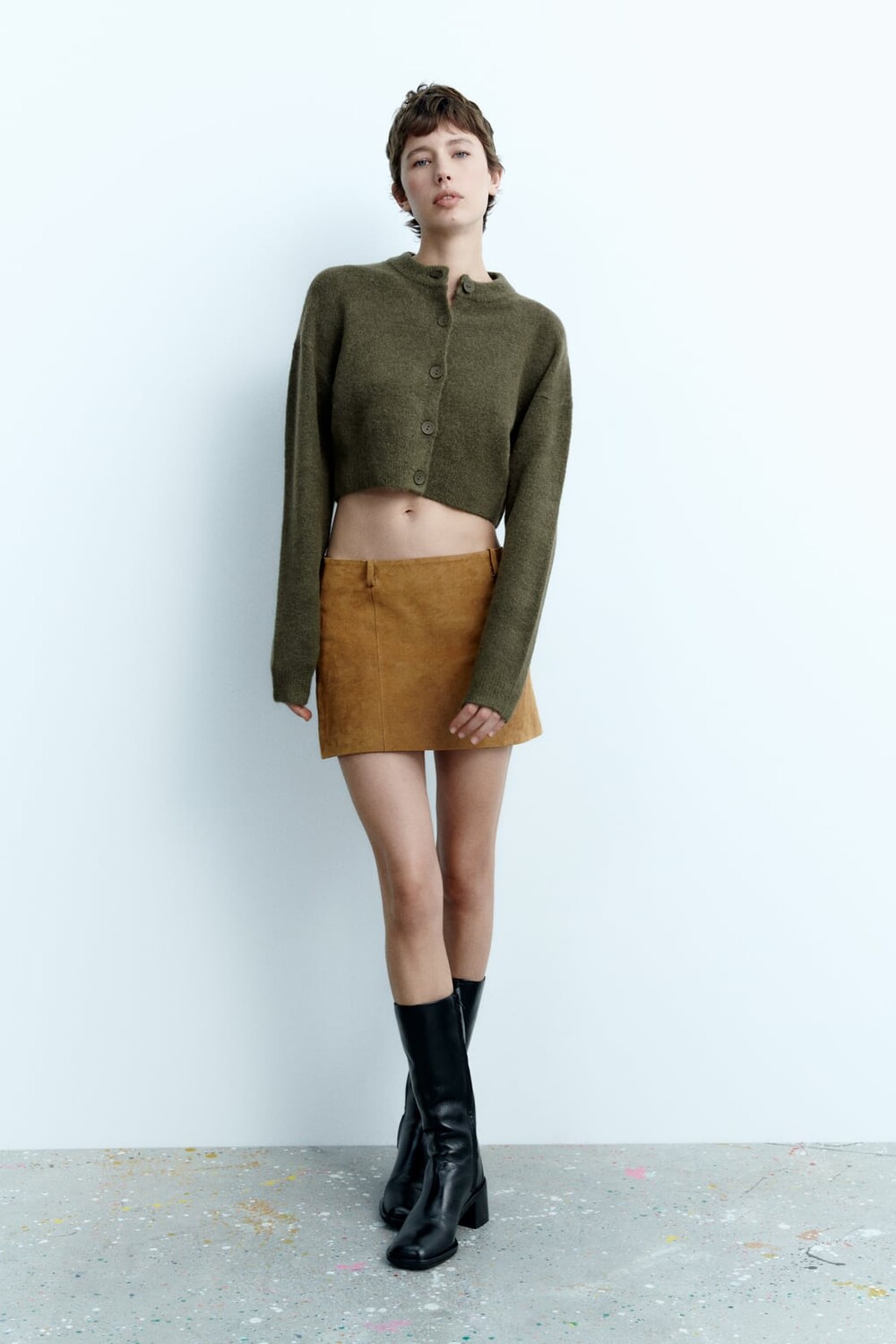 

Укороченный кардиган ZARA, хаки