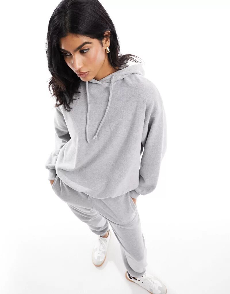

Мягкая толстовка серого цвета с ребристыми манжетами Pull&Bear, цвет:
