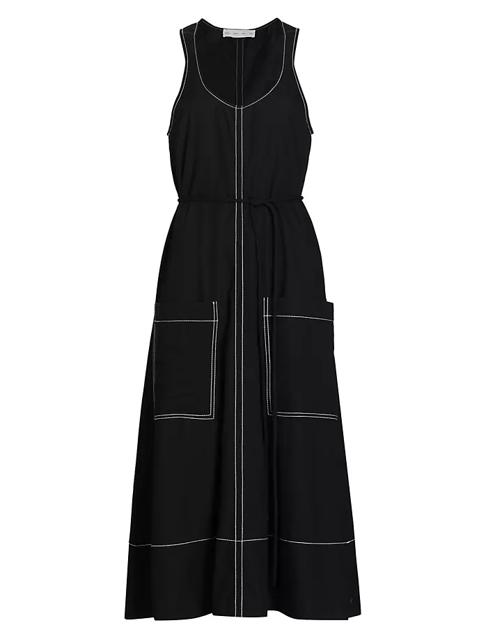 Платье миди без рукавов с завязками на талии Lucy Proenza Schouler White Label, черный цена и фото