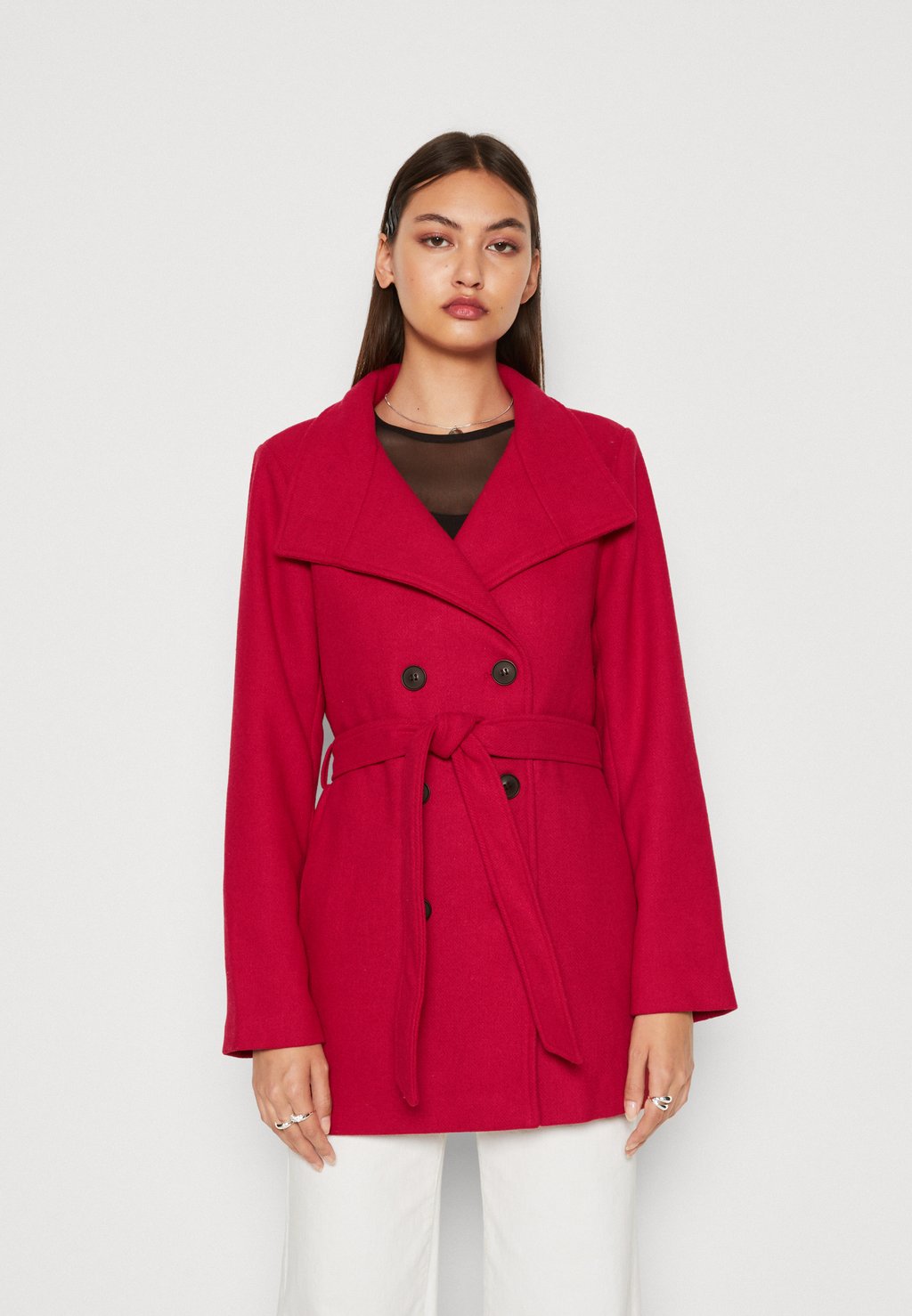цена Классическое пальто Onlmedina Short Belted Coat ONLY, цвет lychee