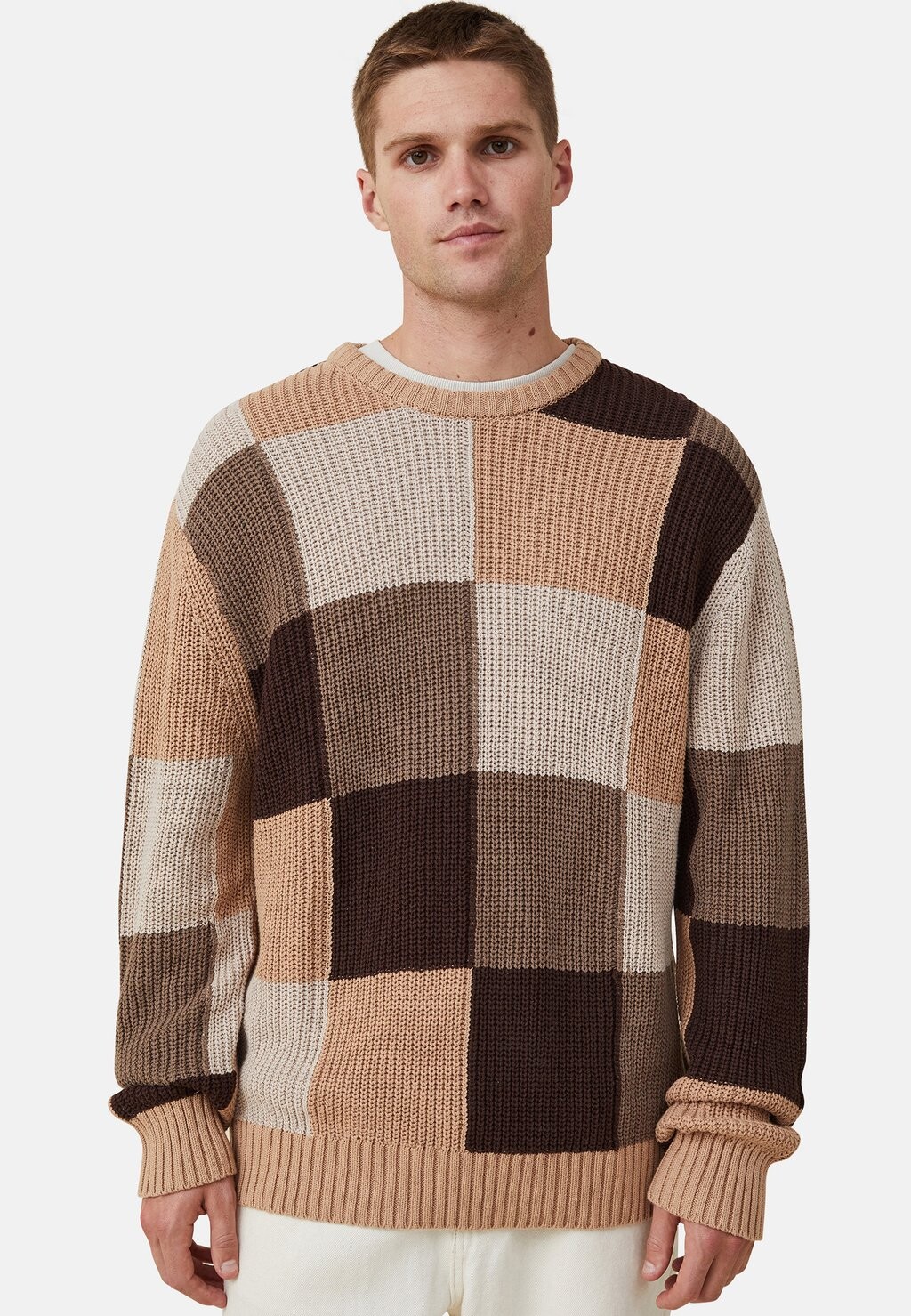 

Свитер VINTAGE Cotton On, светло-коричневый в стиле пэчворк