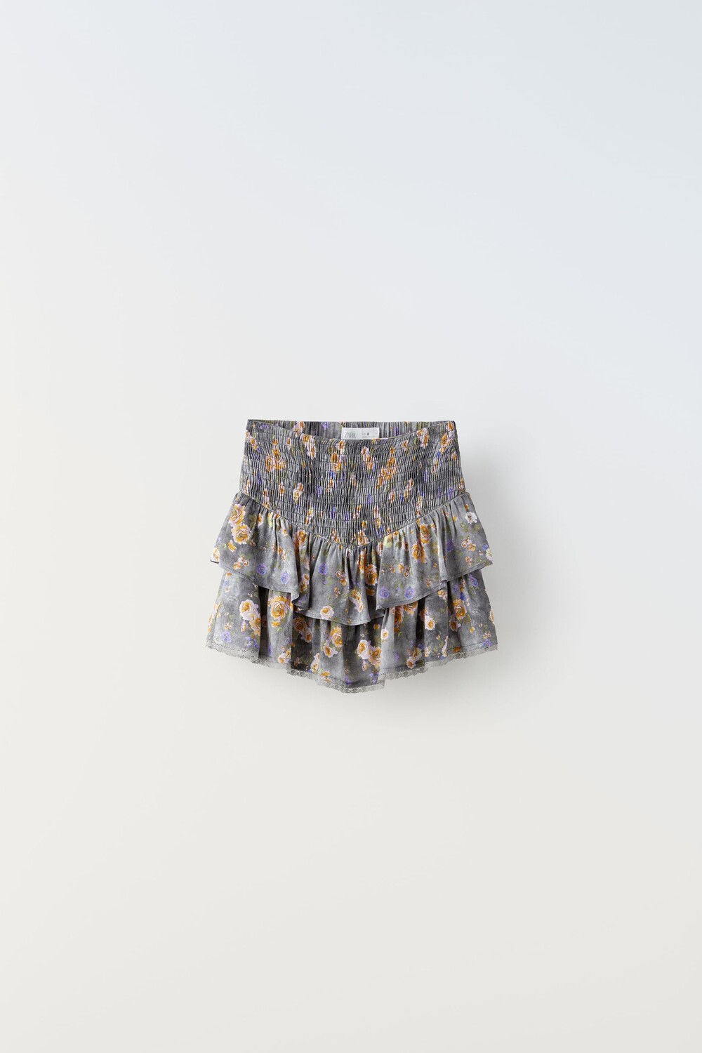 

Короткая юбка из кружева с эластичным деревом Zara, серый