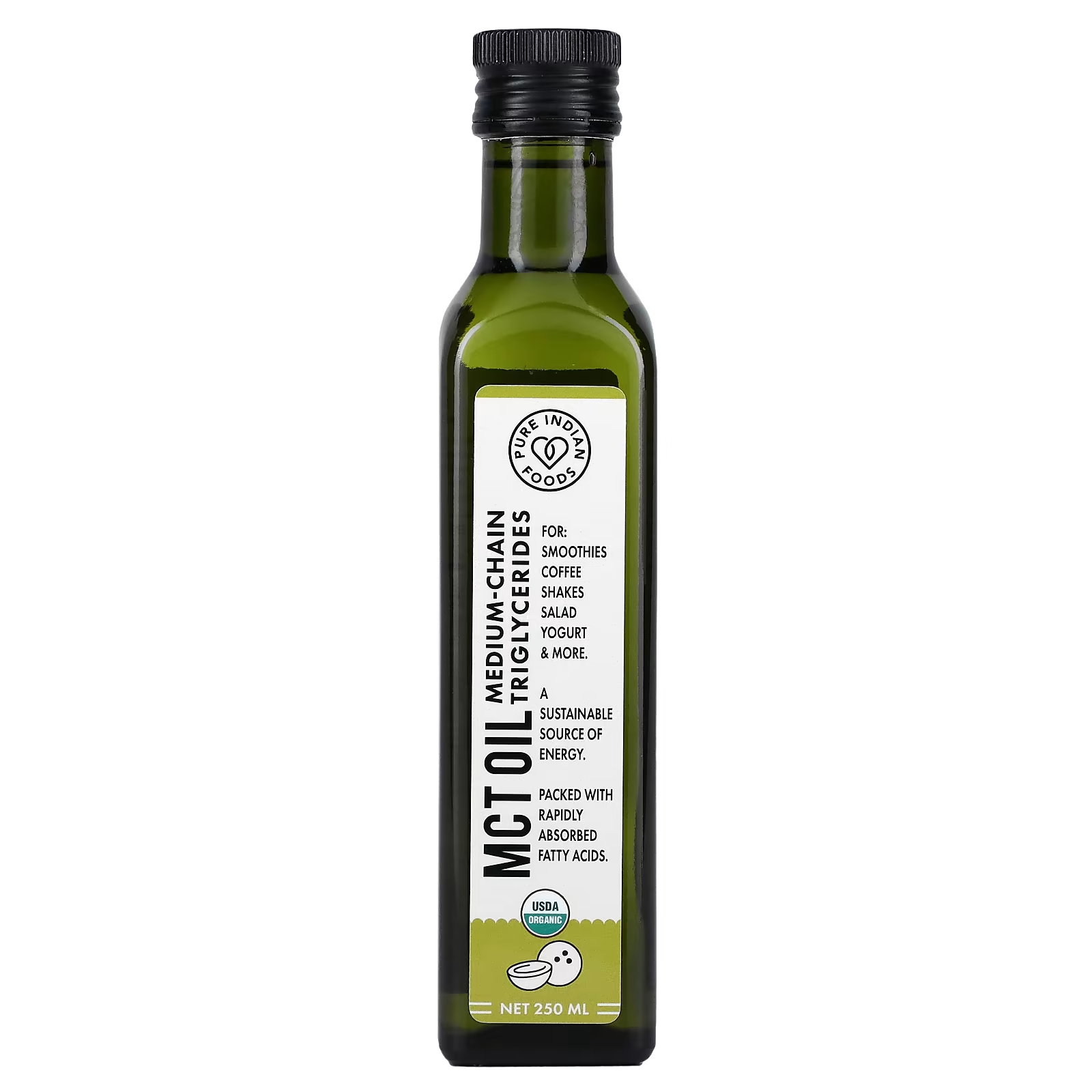 Масло МСТ Pure Indian Foods, 250 мл мст масло freeul keto oil 225 мл