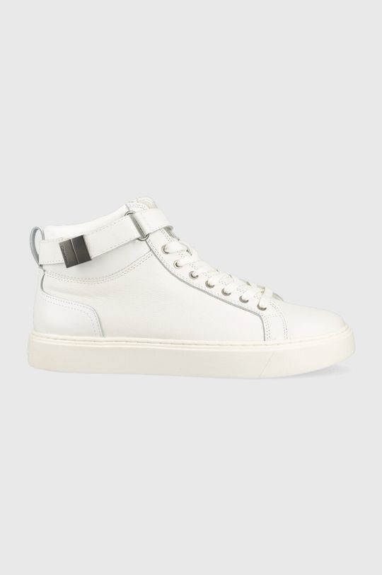цена Кожаные кроссовки HIGH TOP LACE UP W/PLAQUE Calvin Klein, белый