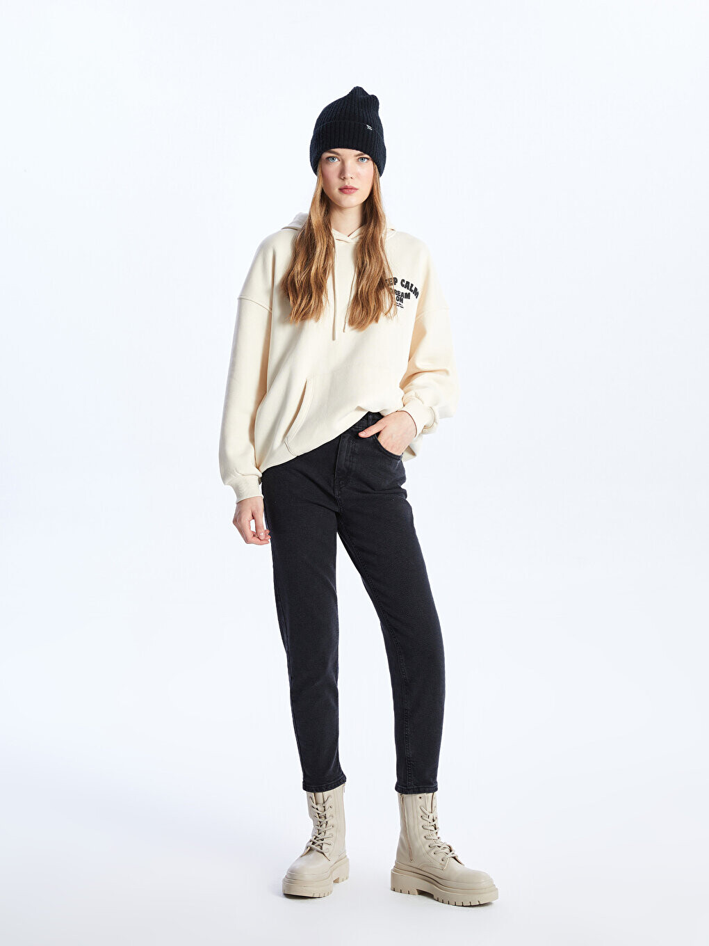 

Женские джинсовые брюки Mom Fit LCW Jeans, черное родео, Черный