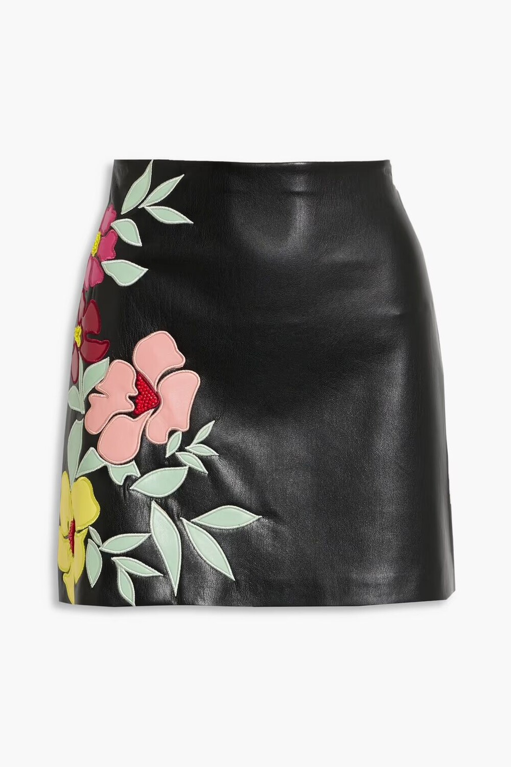 

Мини-юбка Riley из искусственной кожи с вышивкой Alice + Olivia, черный