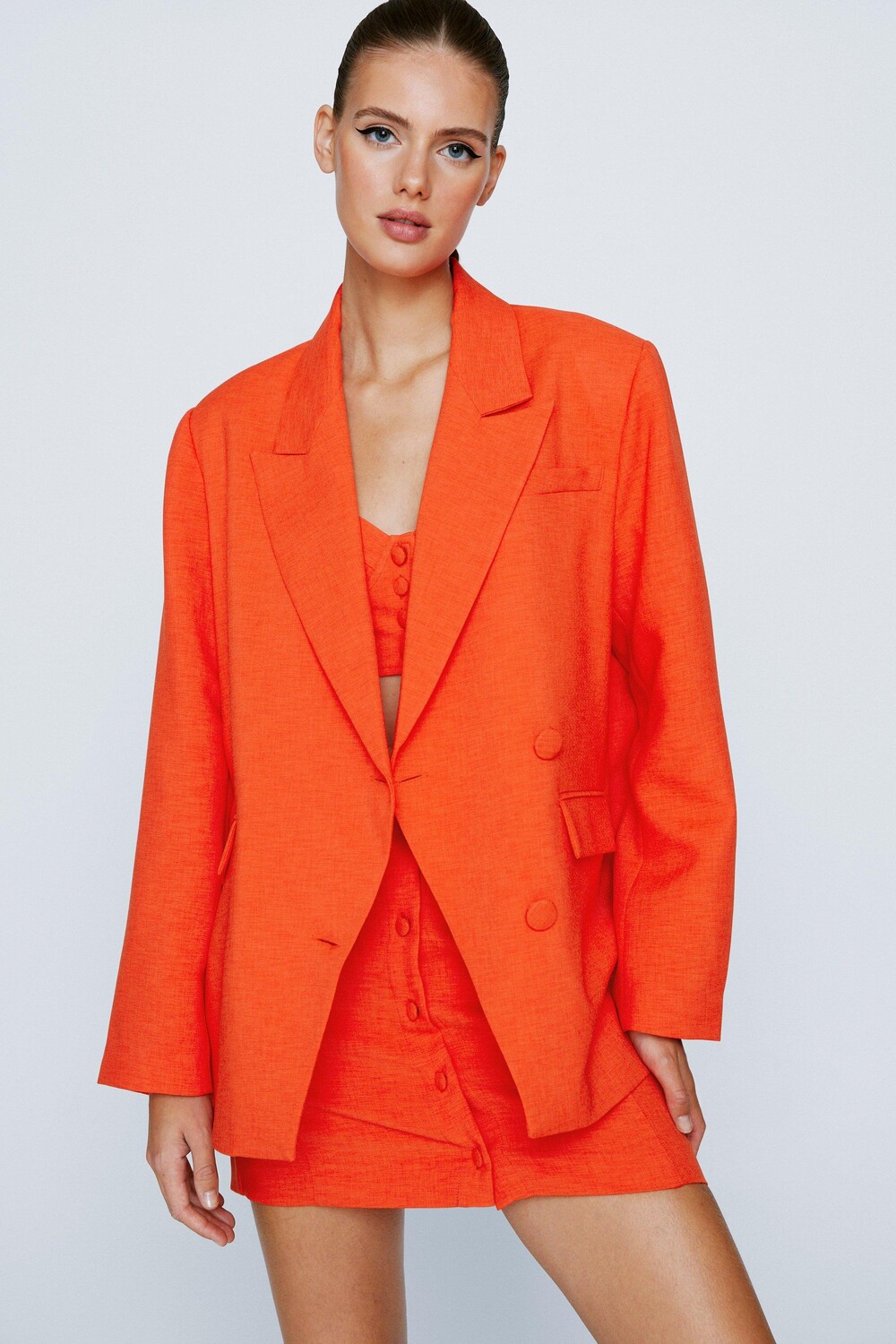 

Однобортный пиджак асимметричного тона Nasty Gal, оранжевый