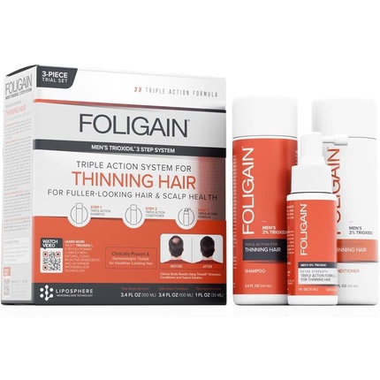 Система от выпадения волос тройного действия для мужчин с 10% триоксидилом, Foligain