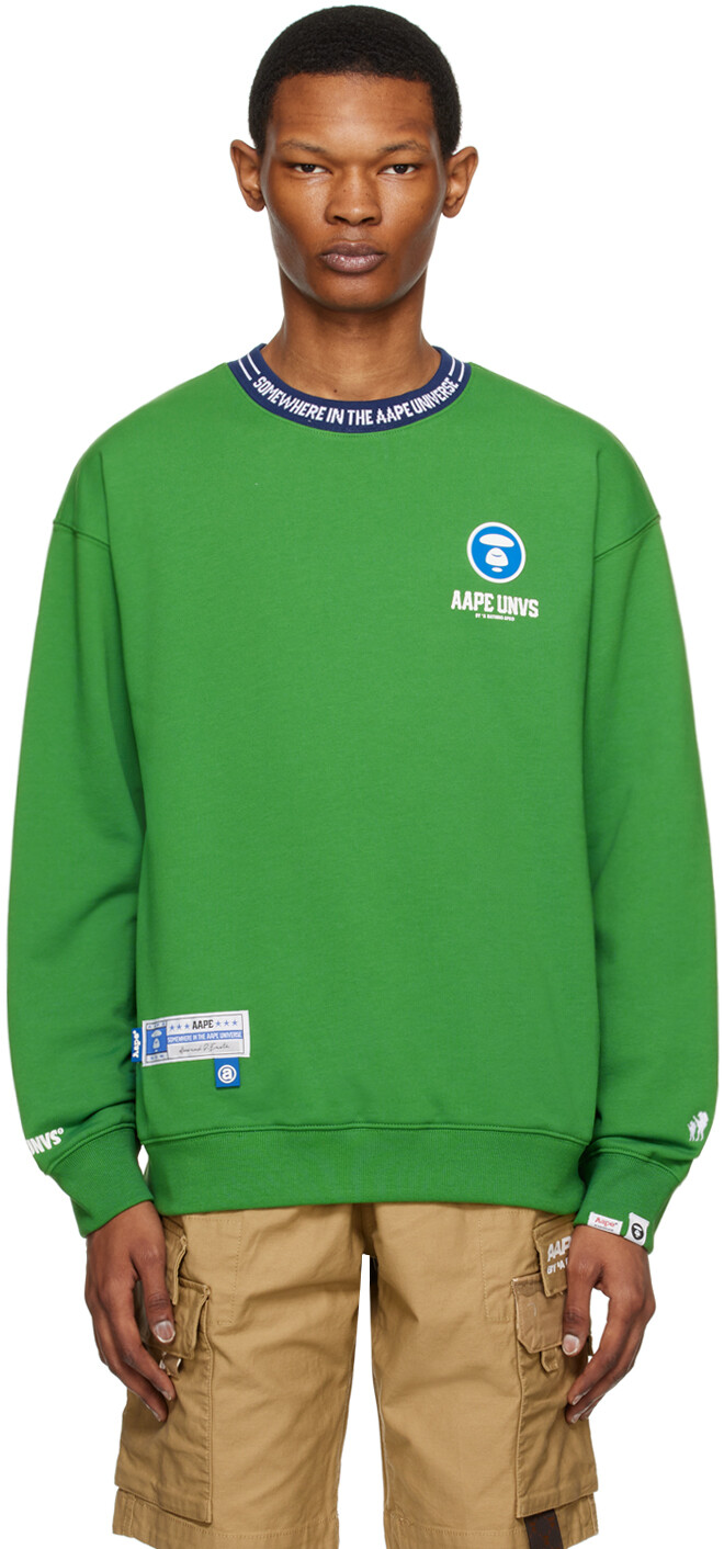 

Зеленый свитшот с нашивками AAPE by A Bathing Ape