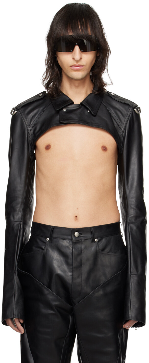 

Черная кожаная куртка с байкерскими рукавами Rick Owens, цвет Black
