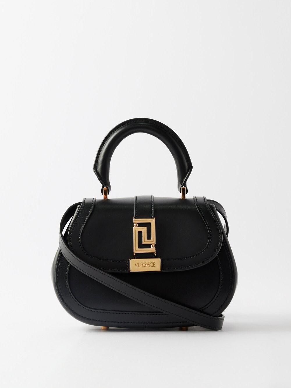 

Мини-кожаная сумочка greca goddess Versace, черный