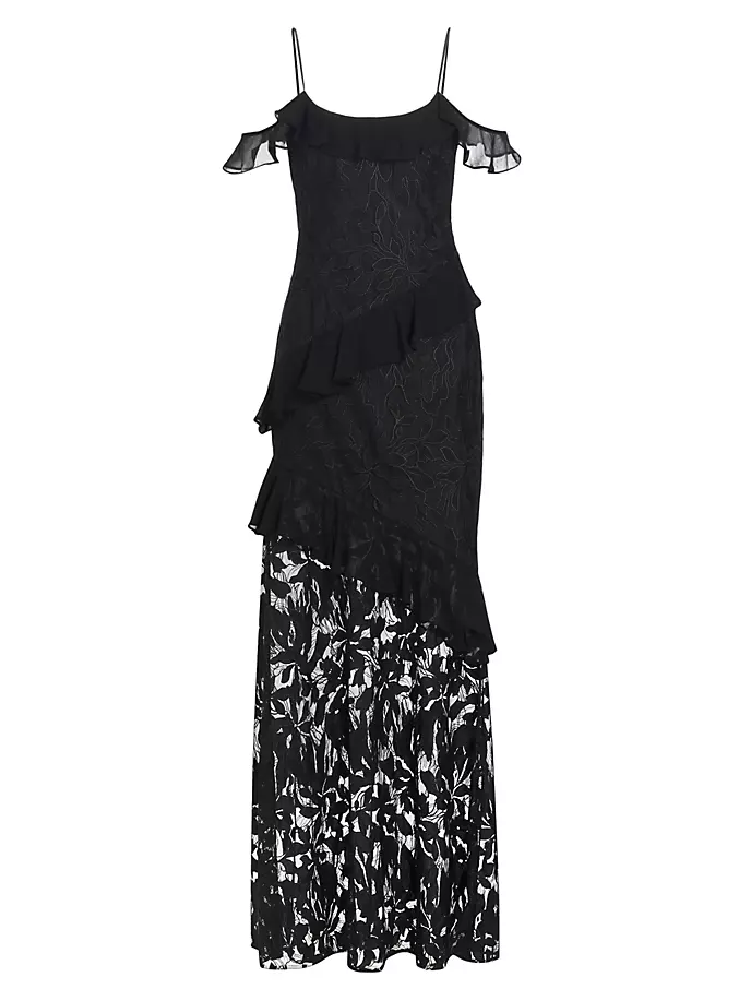 Тюлевое платье Sienna с цветочным принтом Ml Monique Lhuillier, черный шифоновое платье макси melanie с цветочным принтом ml monique lhuillier цвет floral shadow