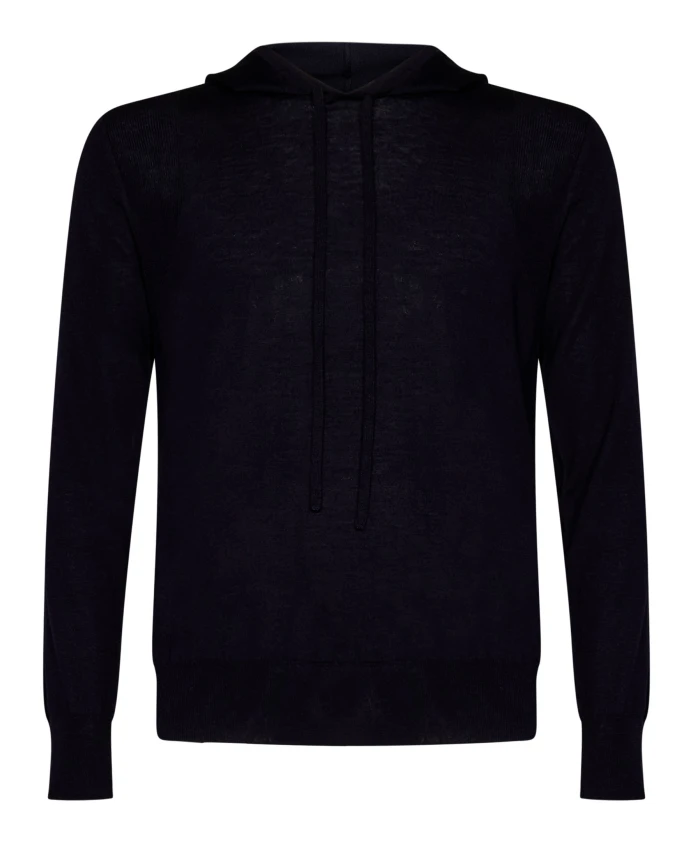 

Свитер из шерсти мериноса с капюшоном Low Brand, синий