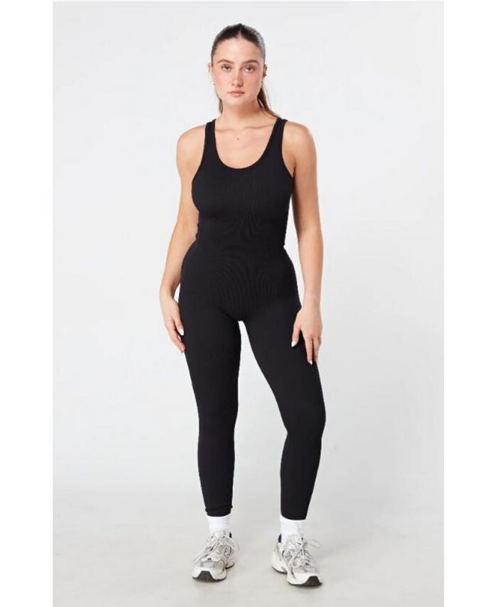 

Женский бесшовный комбинезон в рубчик Twill Active, черный
