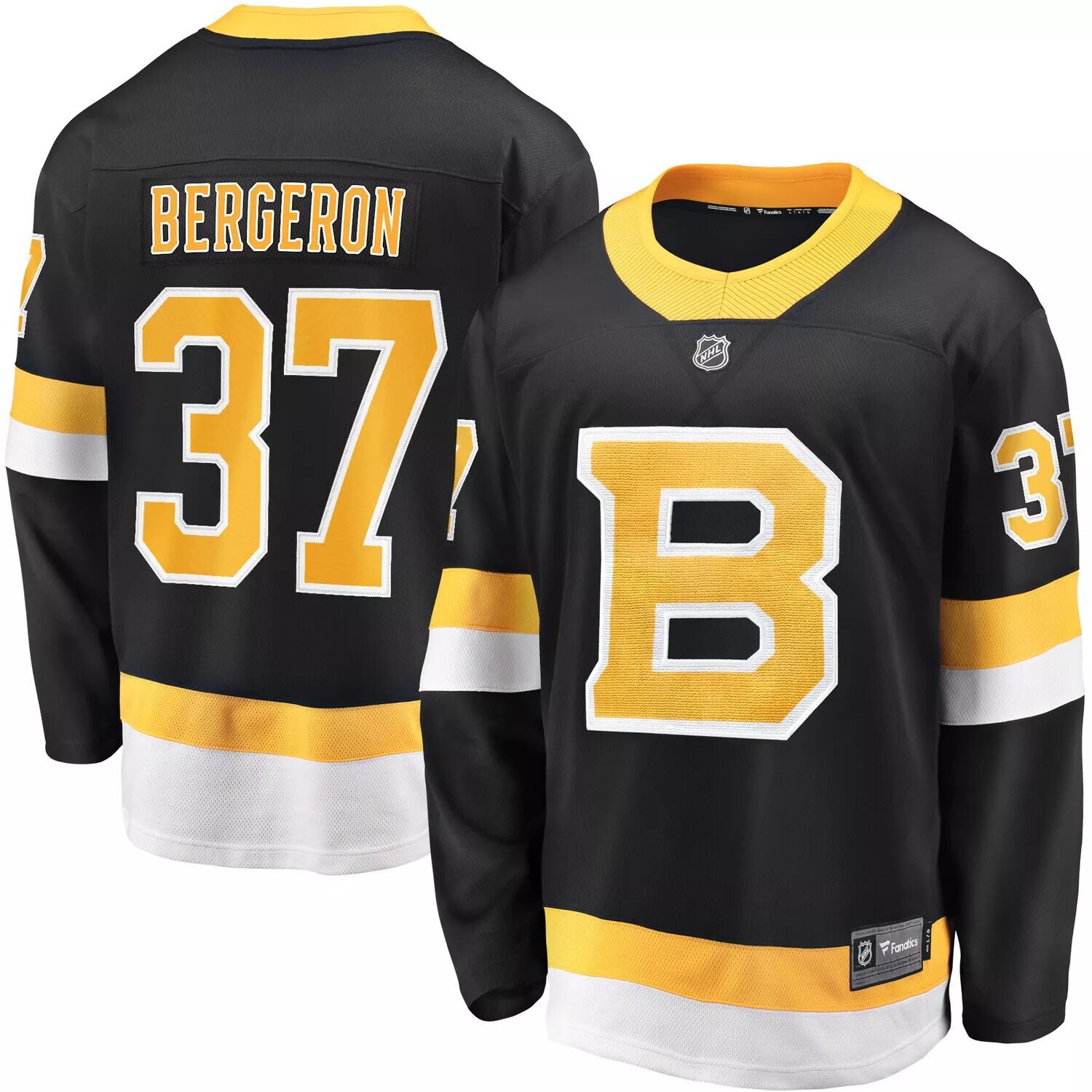 

Мужская черная футболка Fanatics с логотипом Patrice Bergeron Boston Bruins, альтернативная футболка отколовшегося премьер-министра, Черный