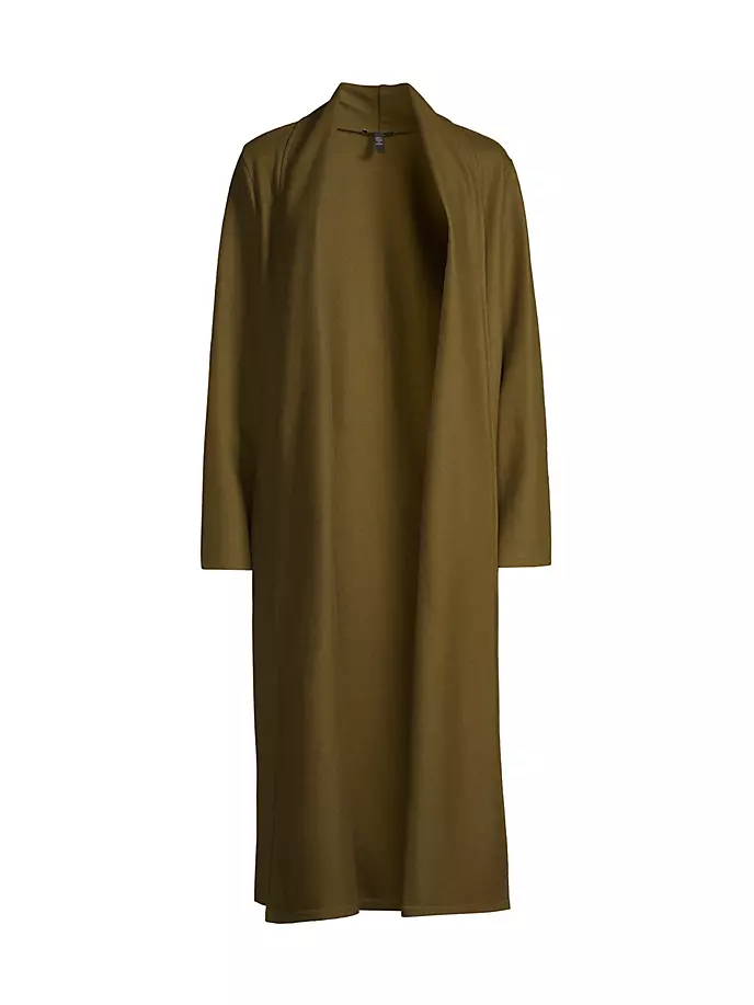 

Длинный открытый шерстяной кардиган Eileen Fisher, цвет olive green