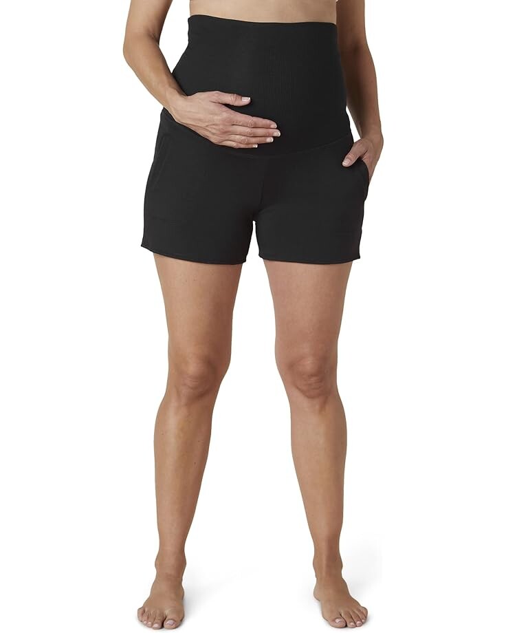 

Шорты Beyond Yoga Cozy Fleece Maternity Fold-Over Shorts, черный