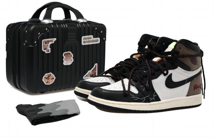 

Кроссовки Air Jordan 1 Vintage Basketball Shoes Unisex High-top Black/White/Brown, белый