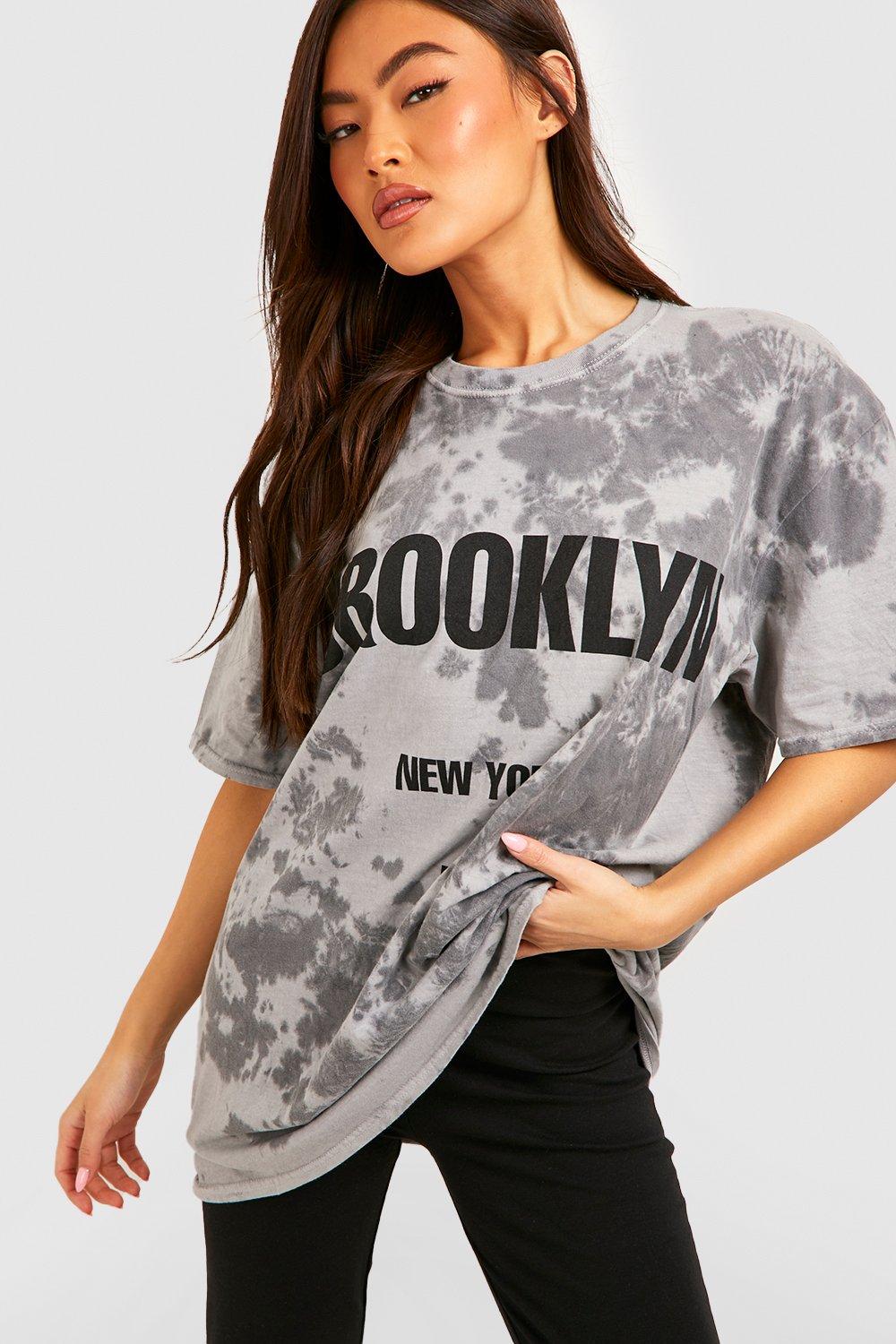 

Футболка оверсайз brooklyn tie dye Boohoo, угольный