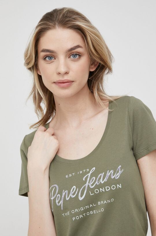 

Хлопковая футболка BAIA Pepe Jeans, зеленый