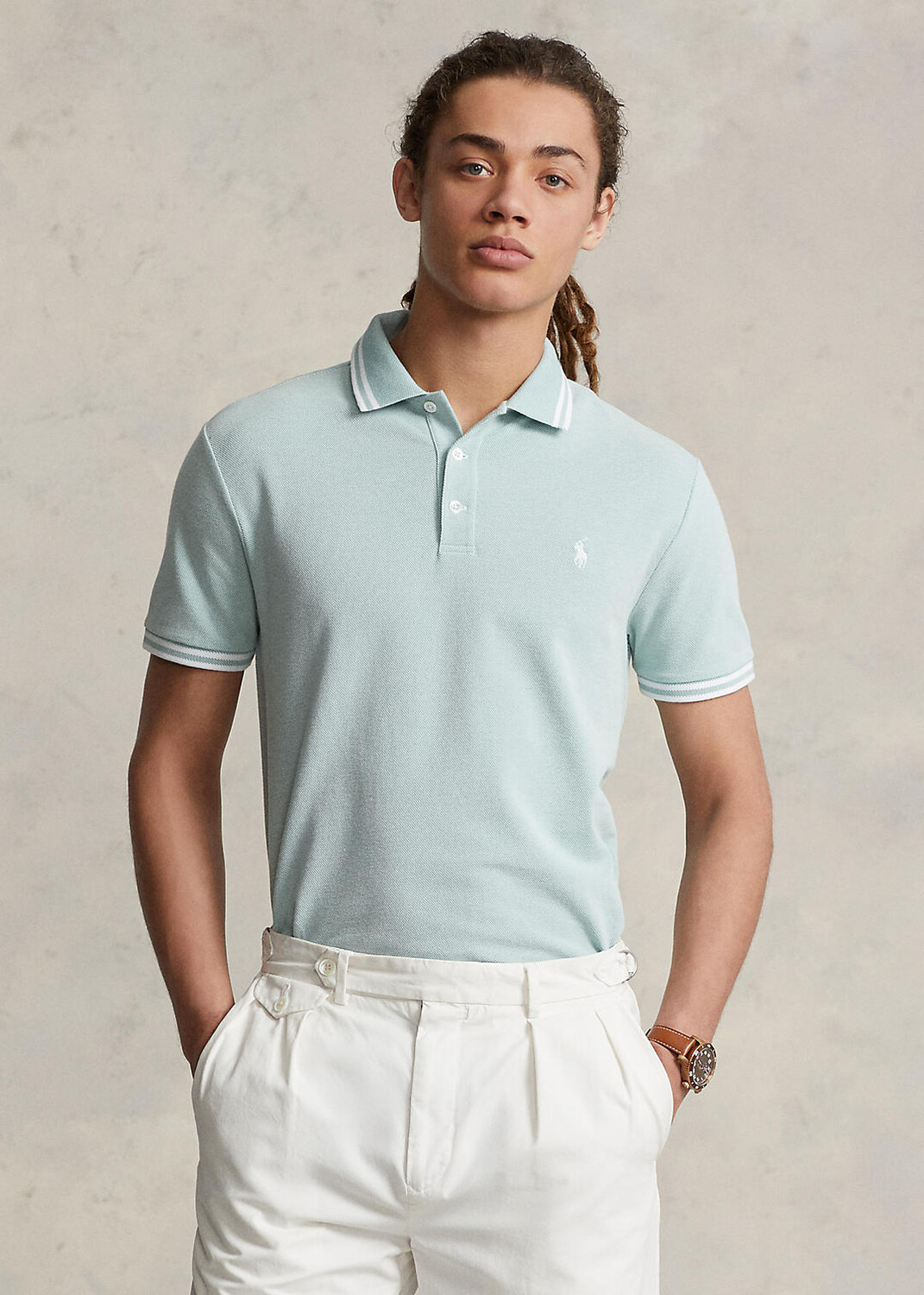 

Рубашка поло Slim Fit из эластичной сетки на заказ Ralph Lauren