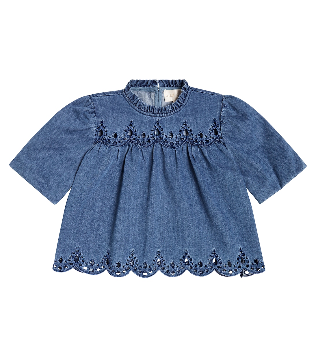 Рубашка из хлопкового шамбре со сборками Petite Amalie, синий платье из денима шамбре со сборками 3 9 лет whistles синий