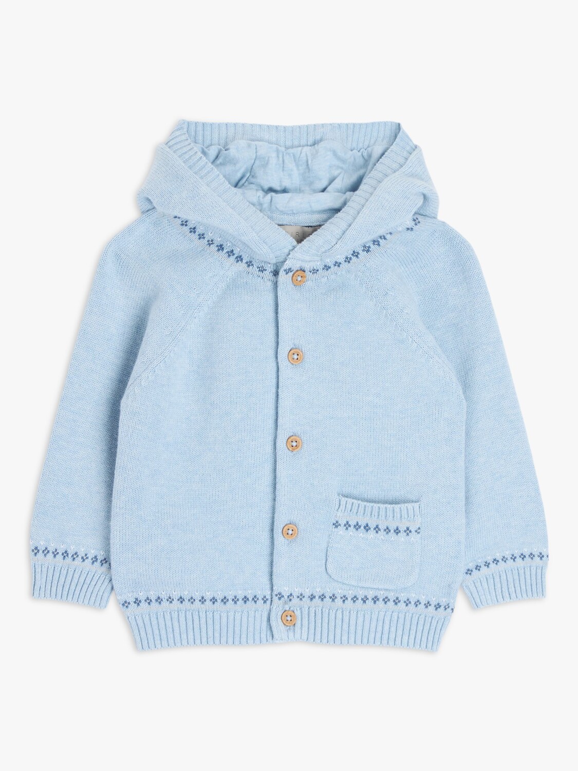 

Кардиган с капюшоном из смеси кашемира Heirloom Collection Baby John Lewis Heirloom Collection, синий