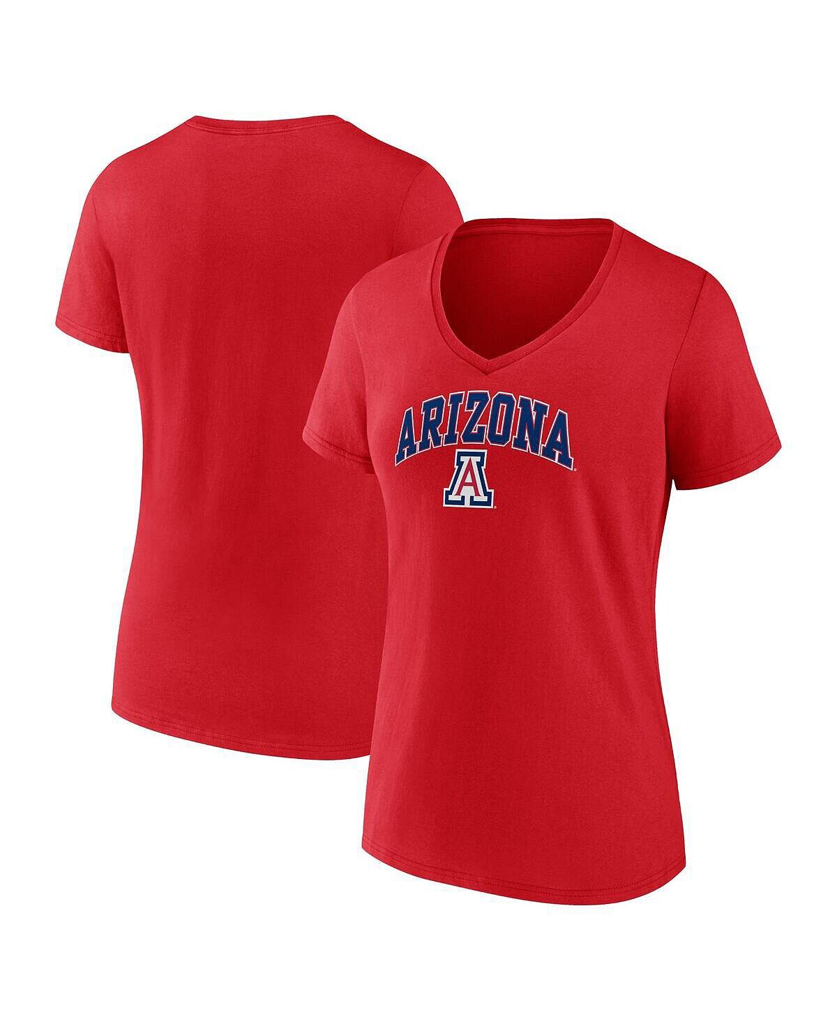 

Женская красная футболка с v-образным вырезом с логотипом Arizona Wildcats Evergreen Campus Fanatics, красный